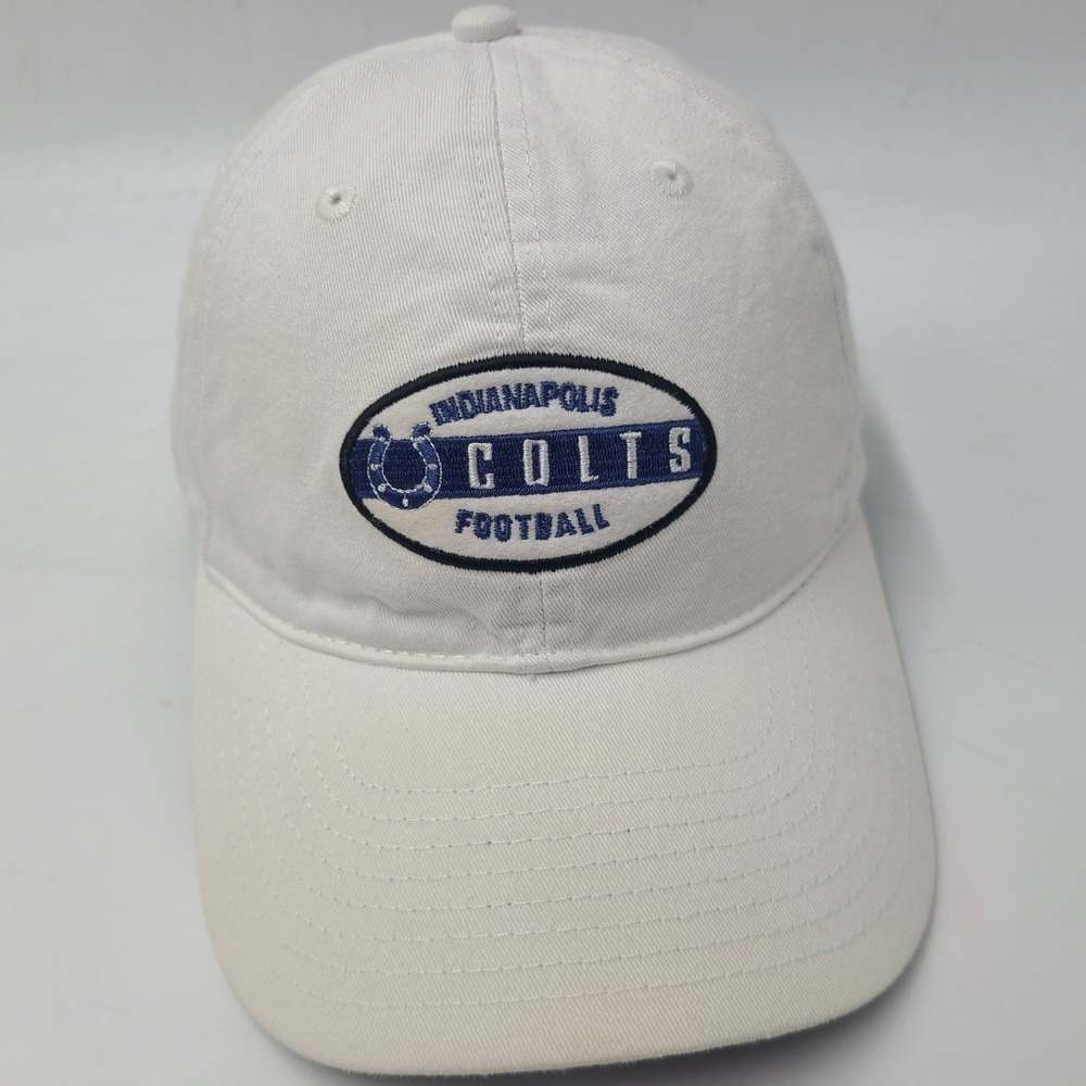 Vintage Indianapolis Colts Hat Strapback NFL White Blue Football Logo Casual Men